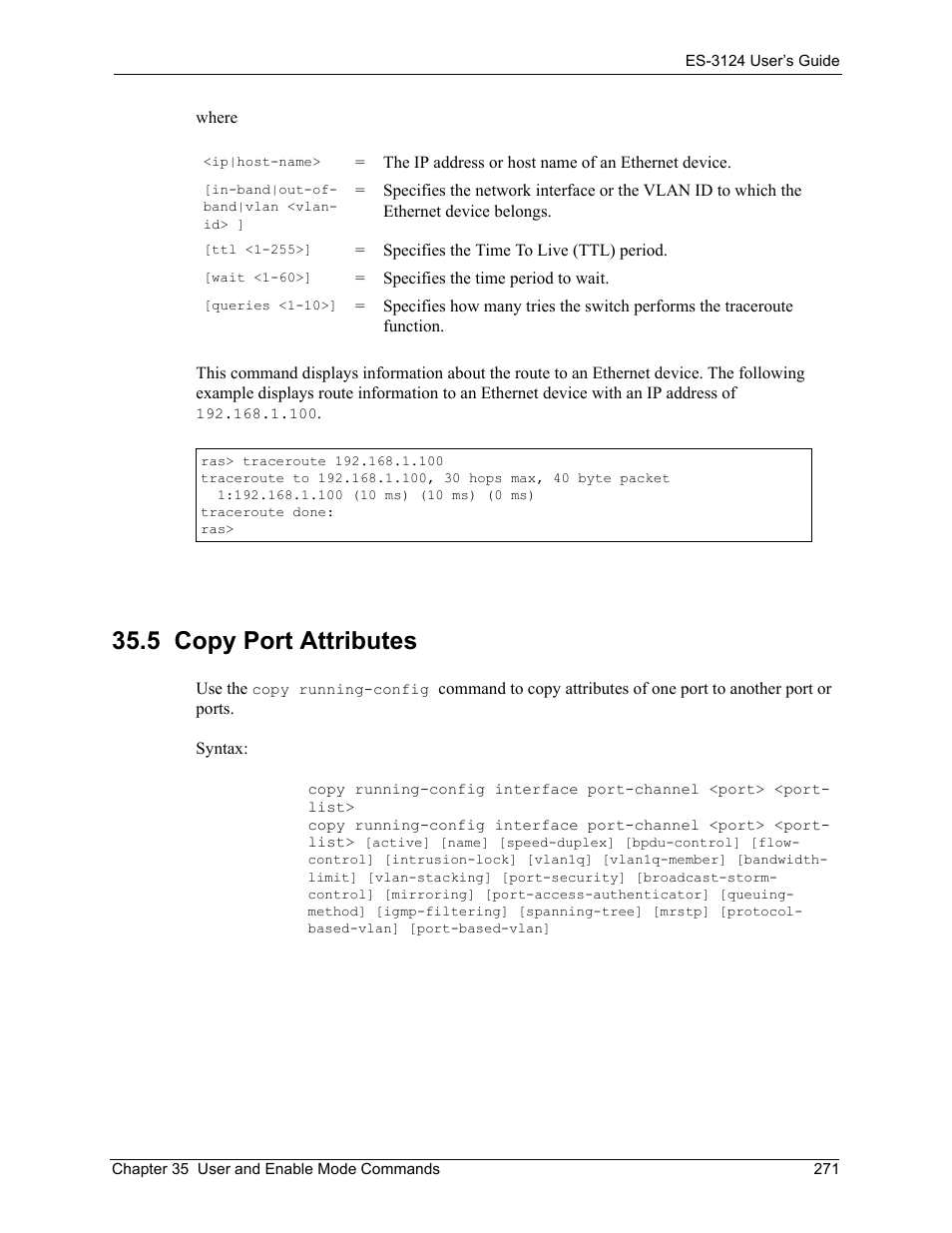 5 copy port attributes | ZyXEL Communications LAYER 3 ES-3124 User Manual | Page 273 / 337