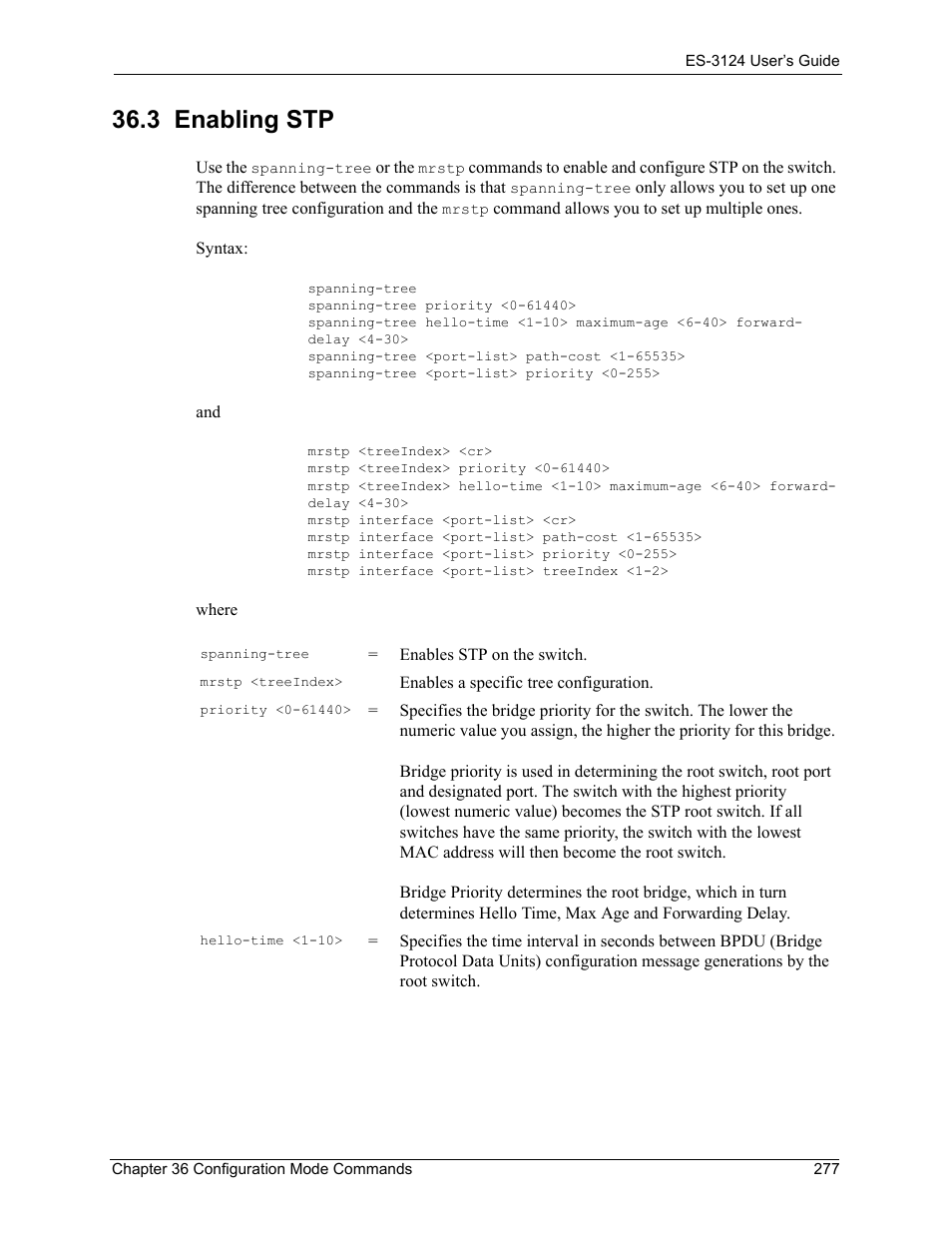 3 enabling stp | ZyXEL Communications LAYER 3 ES-3124 User Manual | Page 279 / 337
