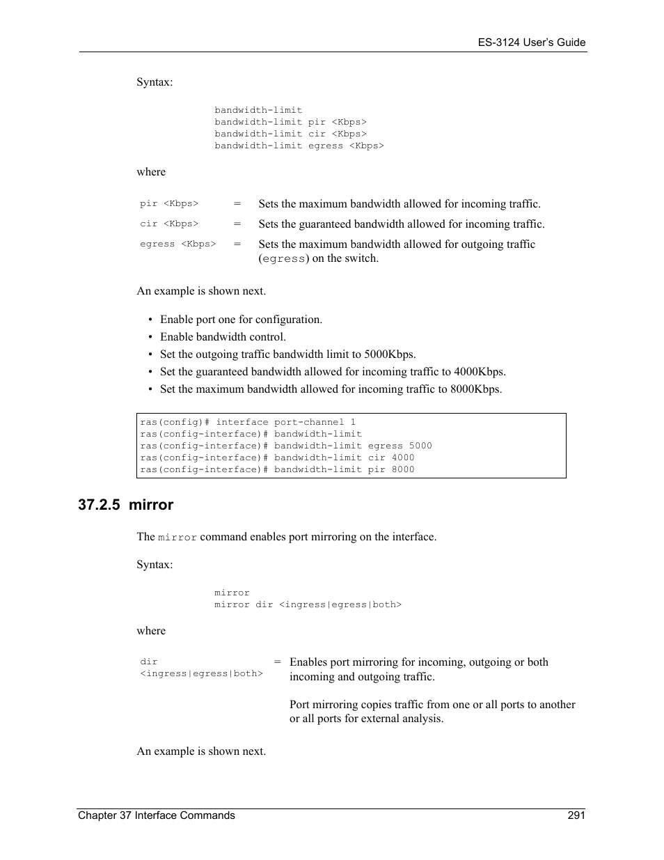 5 mirror | ZyXEL Communications LAYER 3 ES-3124 User Manual | Page 293 / 337