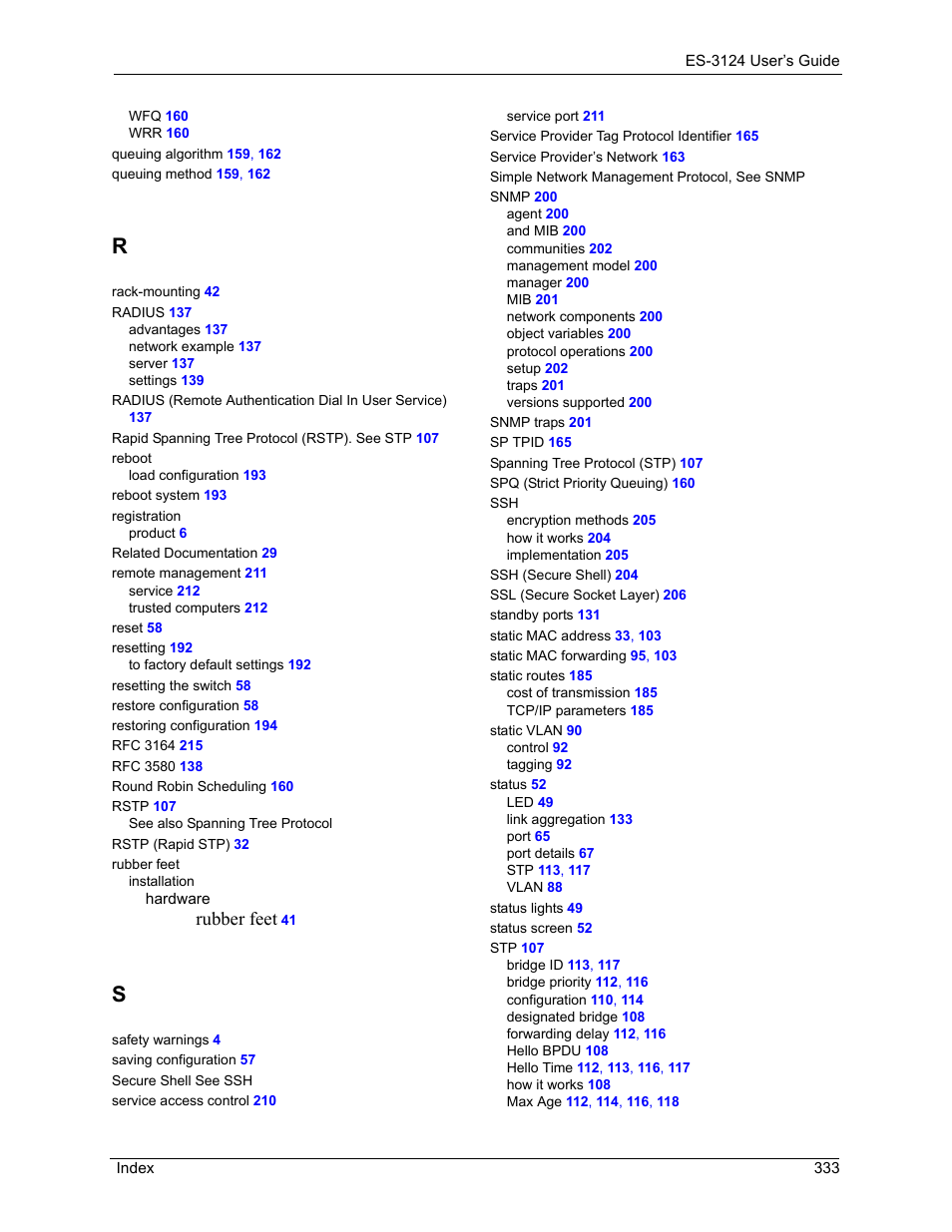 Rubber feet | ZyXEL Communications LAYER 3 ES-3124 User Manual | Page 335 / 337