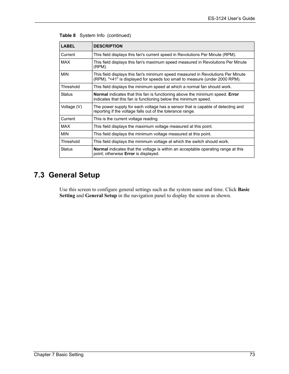 3 general setup | ZyXEL Communications LAYER 3 ES-3124 User Manual | Page 75 / 337