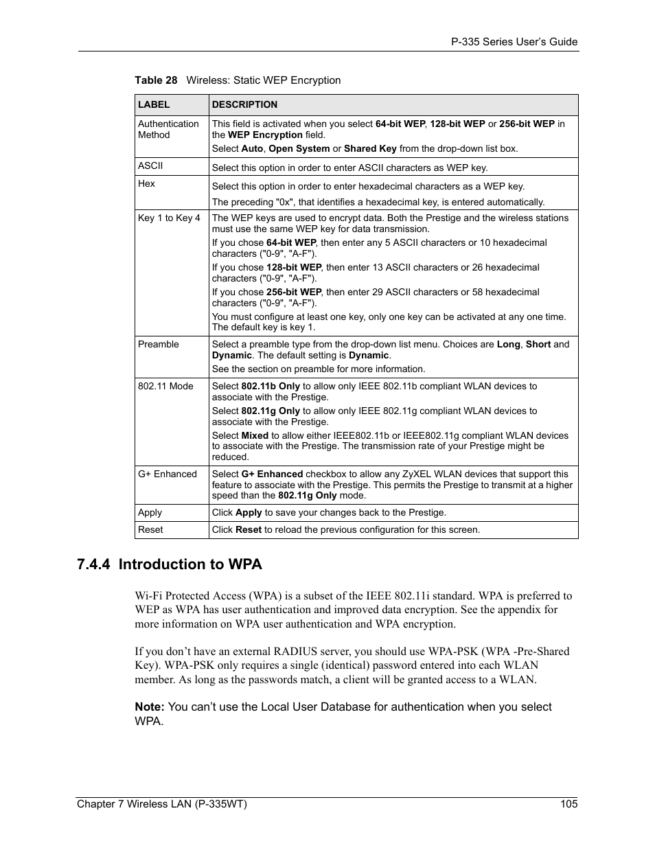 4 introduction to wpa | ZyXEL Communications P-335WT User Manual | Page 105 / 509