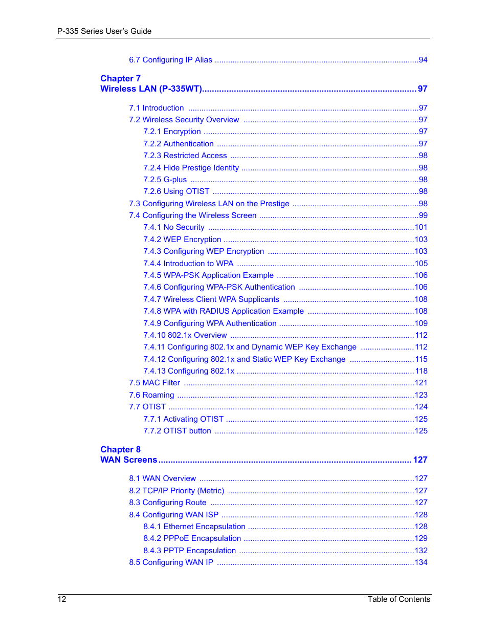 ZyXEL Communications P-335WT User Manual | Page 12 / 509