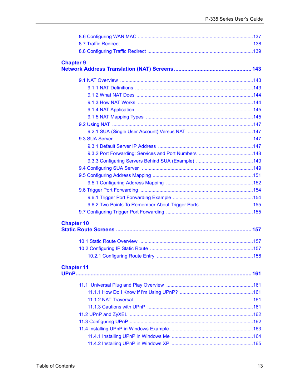 ZyXEL Communications P-335WT User Manual | Page 13 / 509