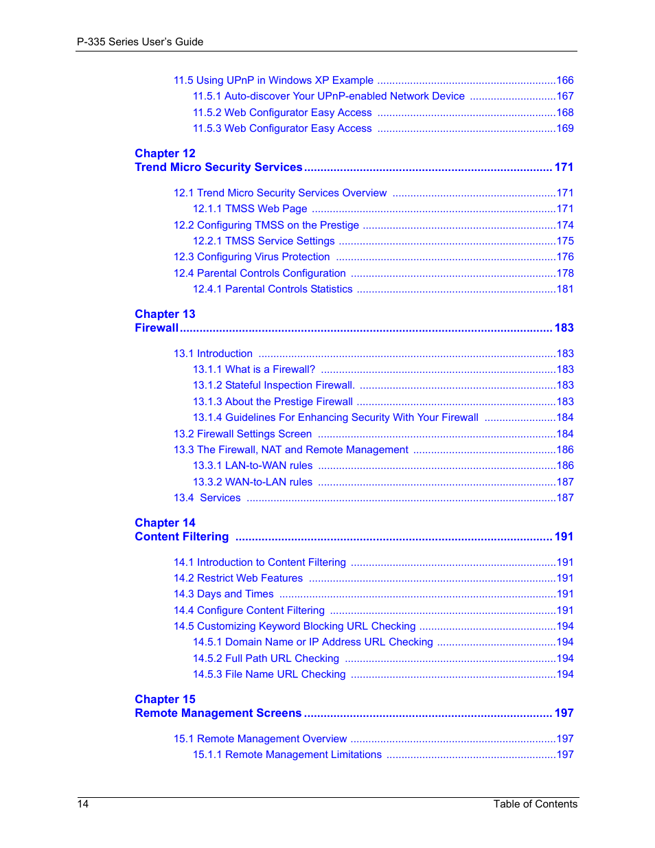 ZyXEL Communications P-335WT User Manual | Page 14 / 509