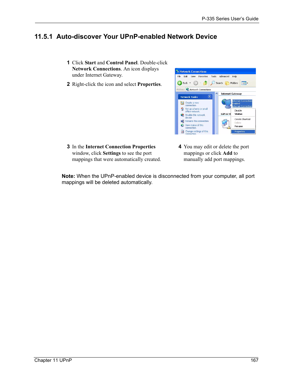 1 auto-discover your upnp-enabled network device | ZyXEL Communications P-335WT User Manual | Page 167 / 509