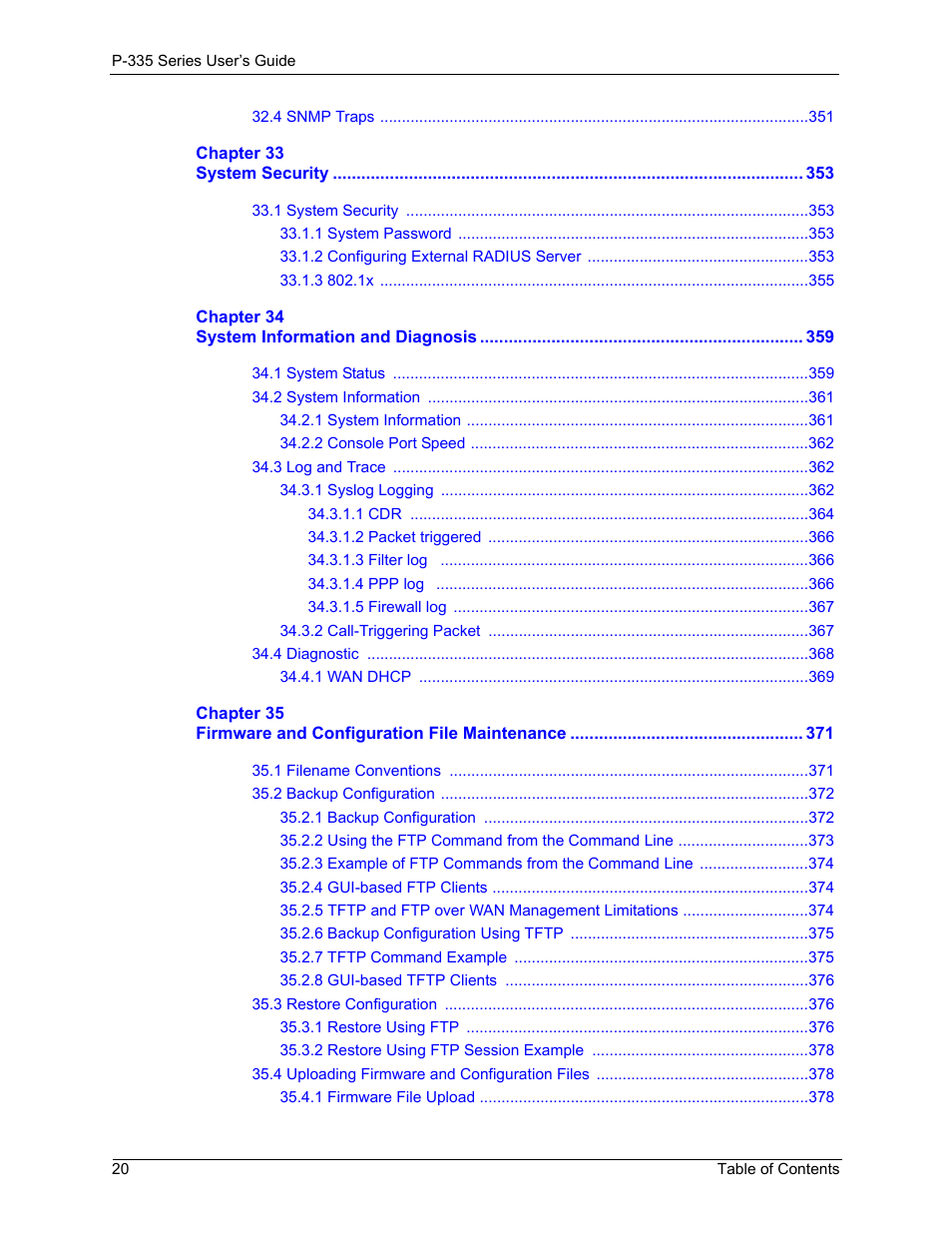 ZyXEL Communications P-335WT User Manual | Page 20 / 509