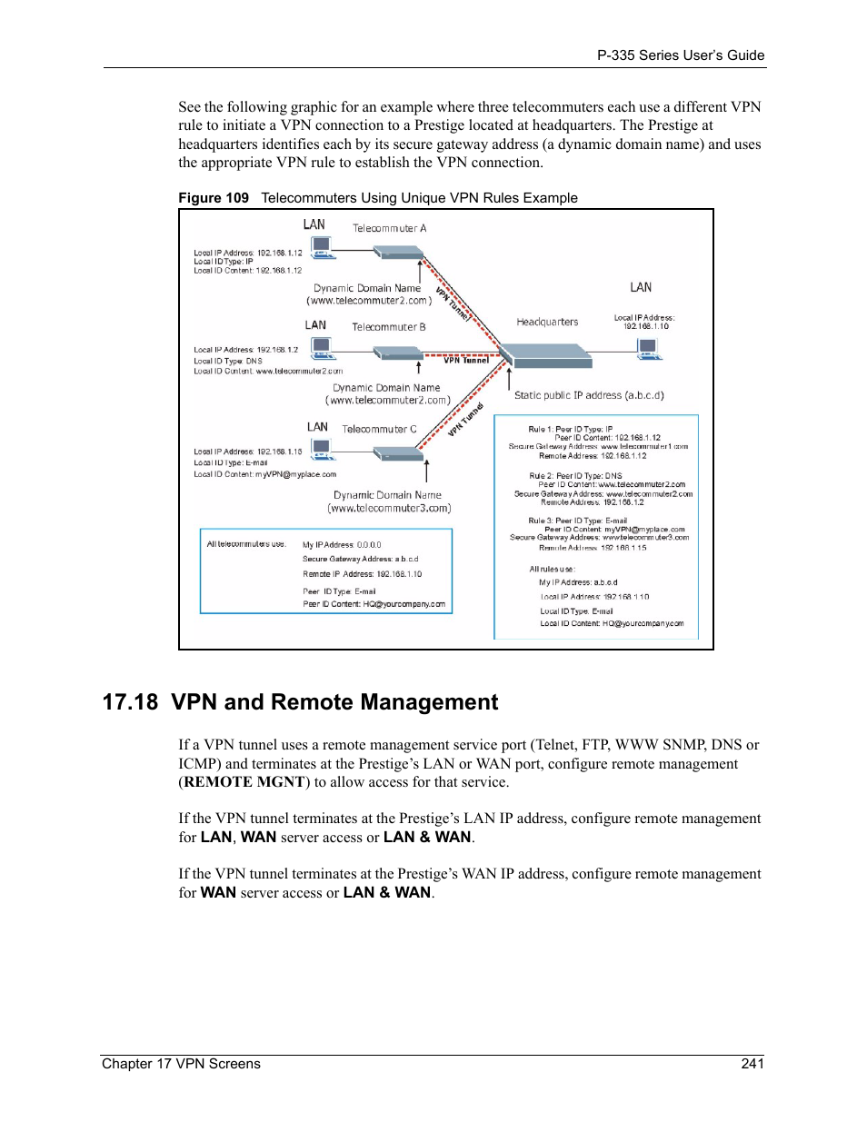 18 vpn and remote management | ZyXEL Communications P-335WT User Manual | Page 241 / 509