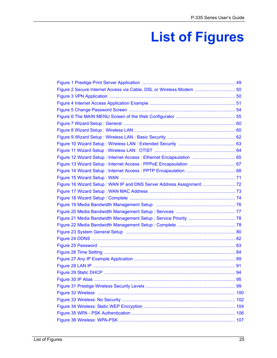 List of figures | ZyXEL Communications P-335WT User Manual | Page 25 / 509