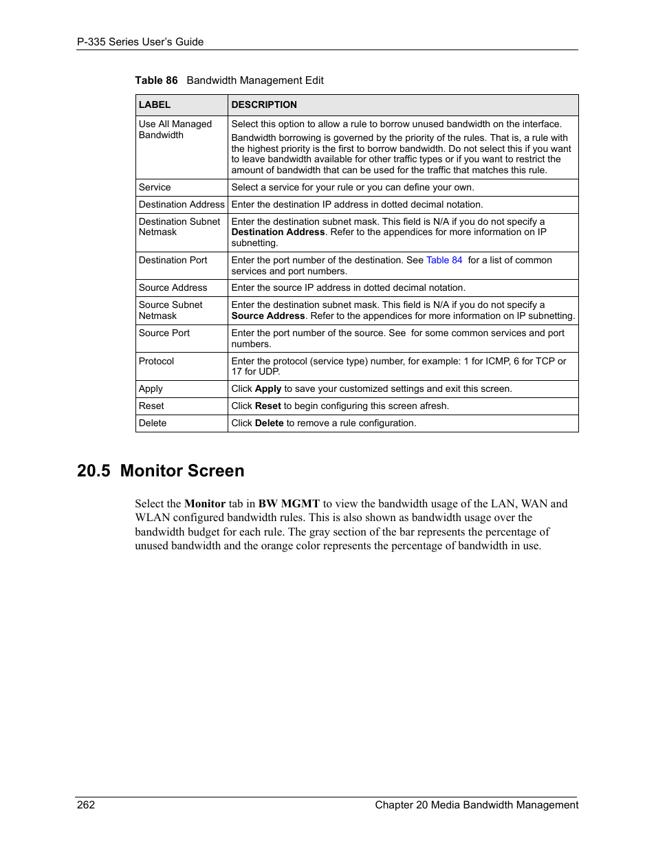 5 monitor screen | ZyXEL Communications P-335WT User Manual | Page 262 / 509