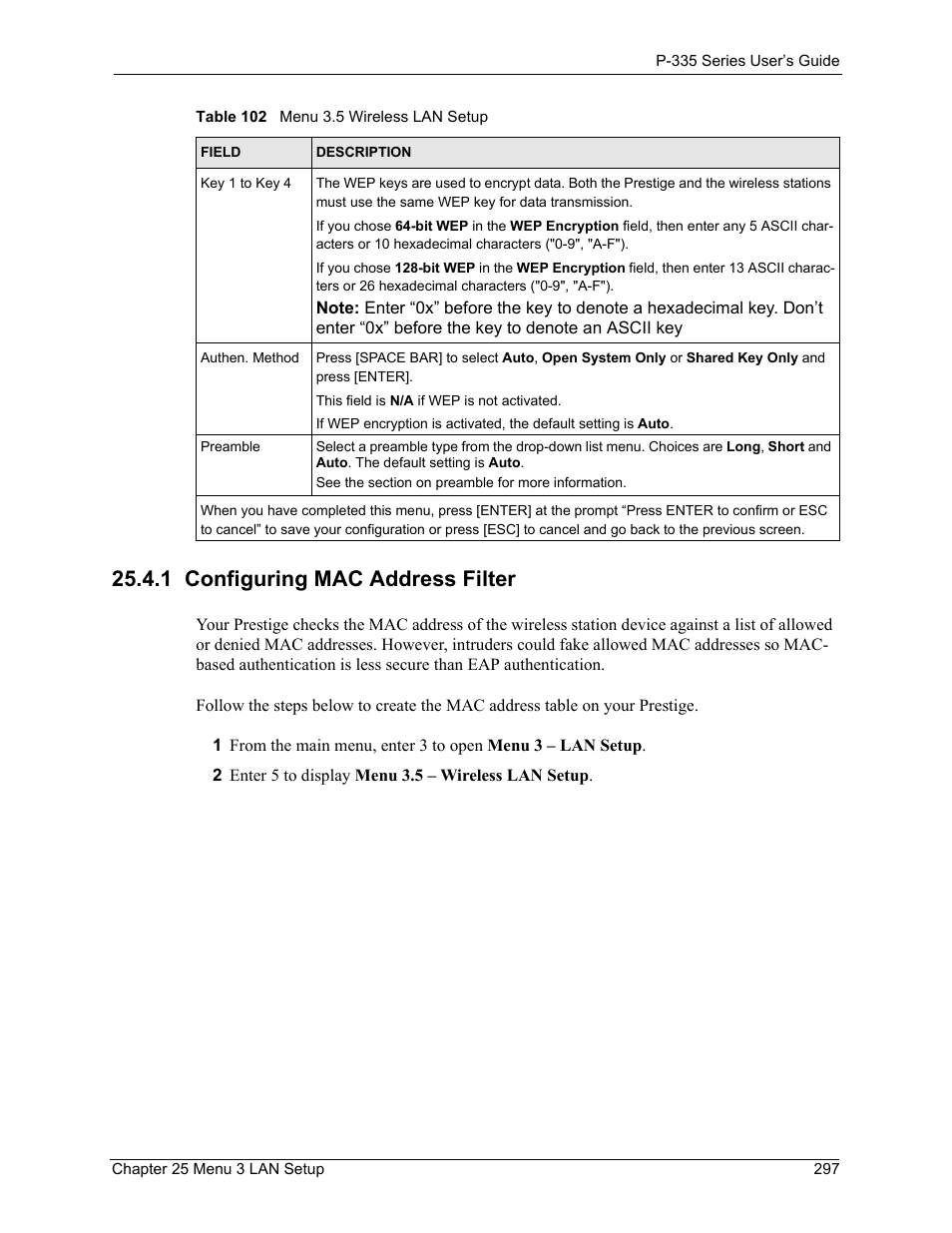 1 configuring mac address filter | ZyXEL Communications P-335WT User Manual | Page 297 / 509