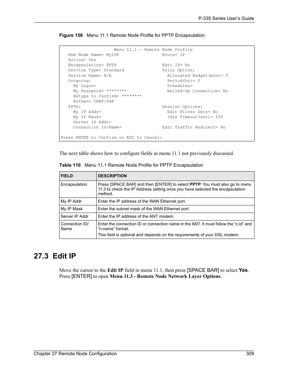 3 edit ip | ZyXEL Communications P-335WT User Manual | Page 309 / 509