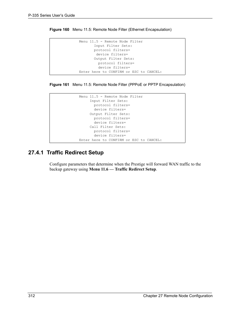 1 traffic redirect setup | ZyXEL Communications P-335WT User Manual | Page 312 / 509