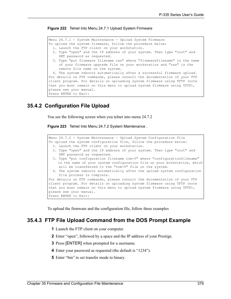 2 configuration file upload | ZyXEL Communications P-335WT User Manual | Page 379 / 509