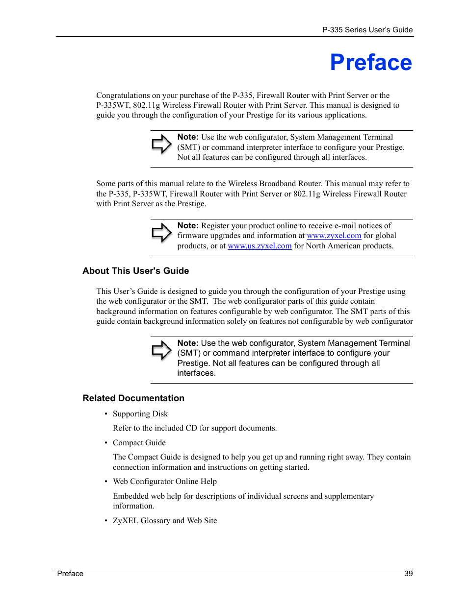 Preface | ZyXEL Communications P-335WT User Manual | Page 39 / 509