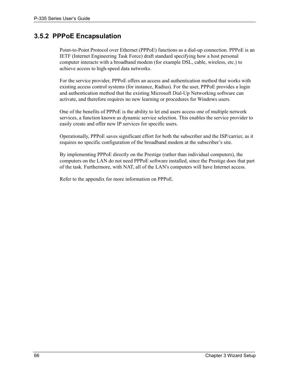 2 pppoe encapsulation | ZyXEL Communications P-335WT User Manual | Page 66 / 509