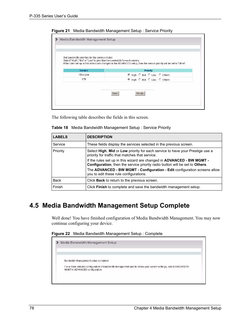 5 media bandwidth management setup complete | ZyXEL Communications P-335WT User Manual | Page 78 / 509