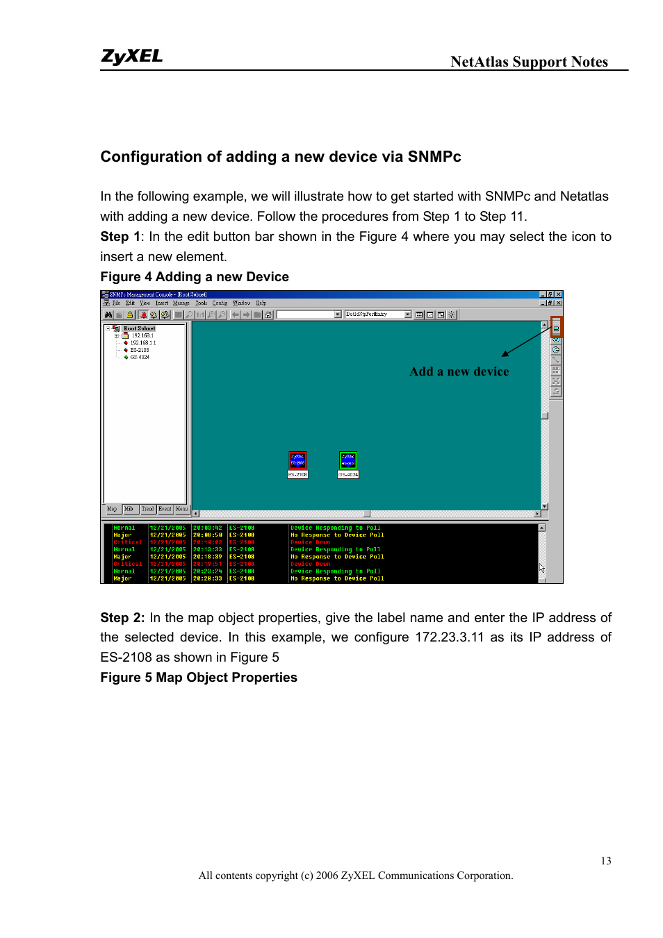 Configuration of adding a new device via snmpc | ZyXEL Communications 1 User Manual | Page 13 / 25