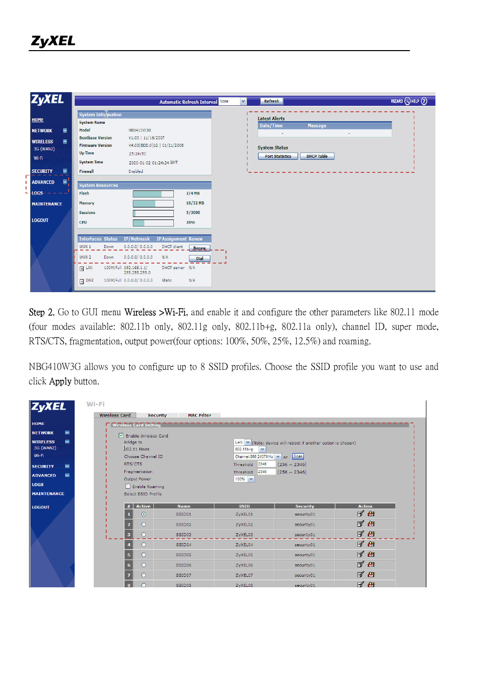 ZyXEL Communications NBG410W3G Series User Manual | Page 21 / 55