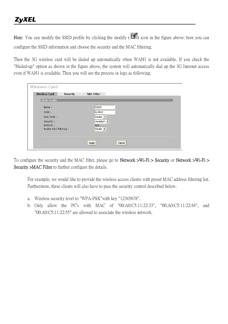 ZyXEL Communications NBG410W3G Series User Manual | Page 22 / 55