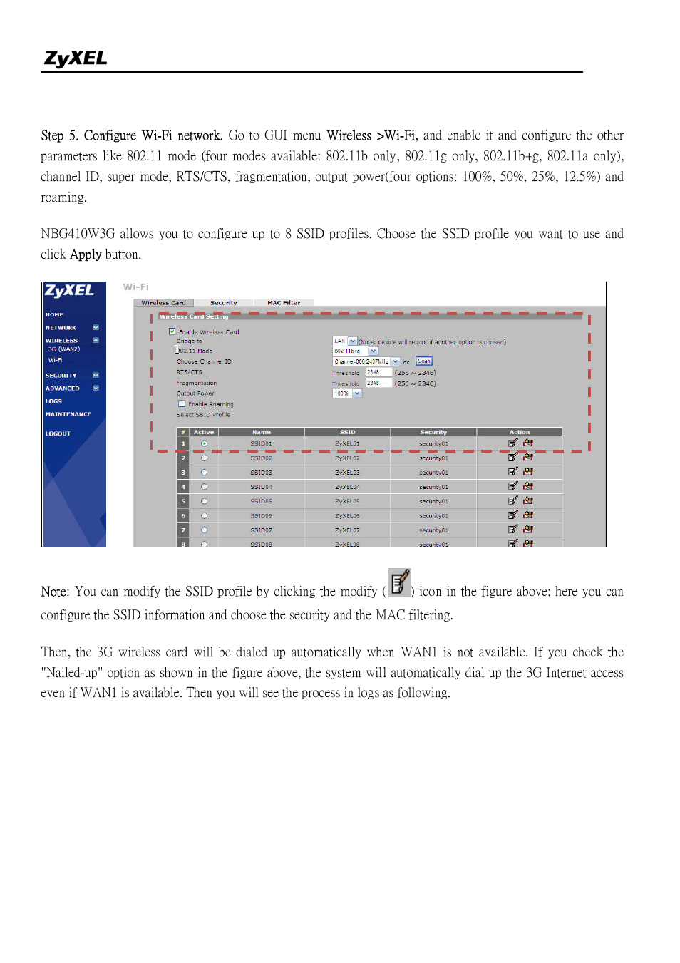 ZyXEL Communications NBG410W3G Series User Manual | Page 47 / 55