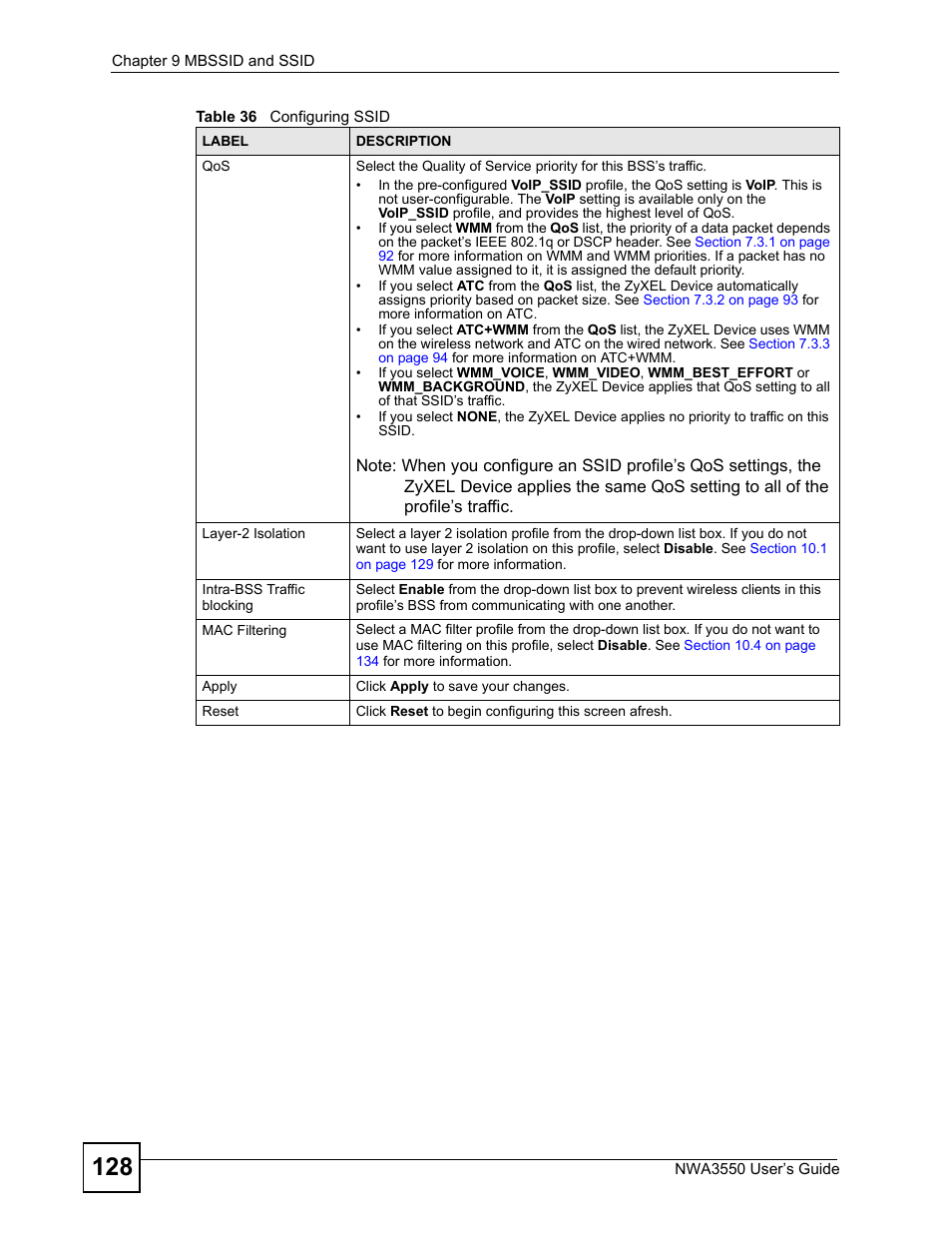 ZyXEL Communications NWA3550 User Manual | Page 128 / 344