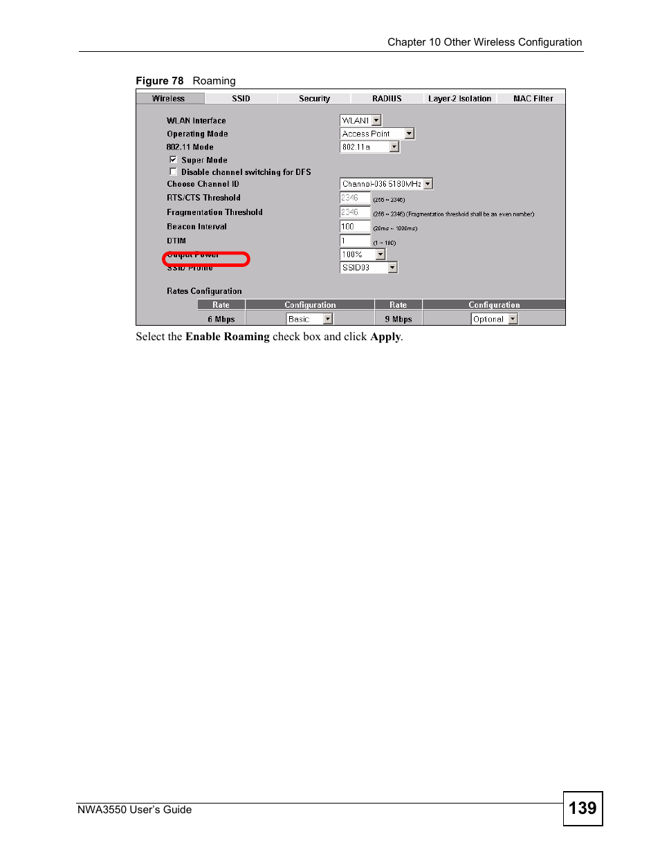 Figure 78 roaming | ZyXEL Communications NWA3550 User Manual | Page 139 / 344