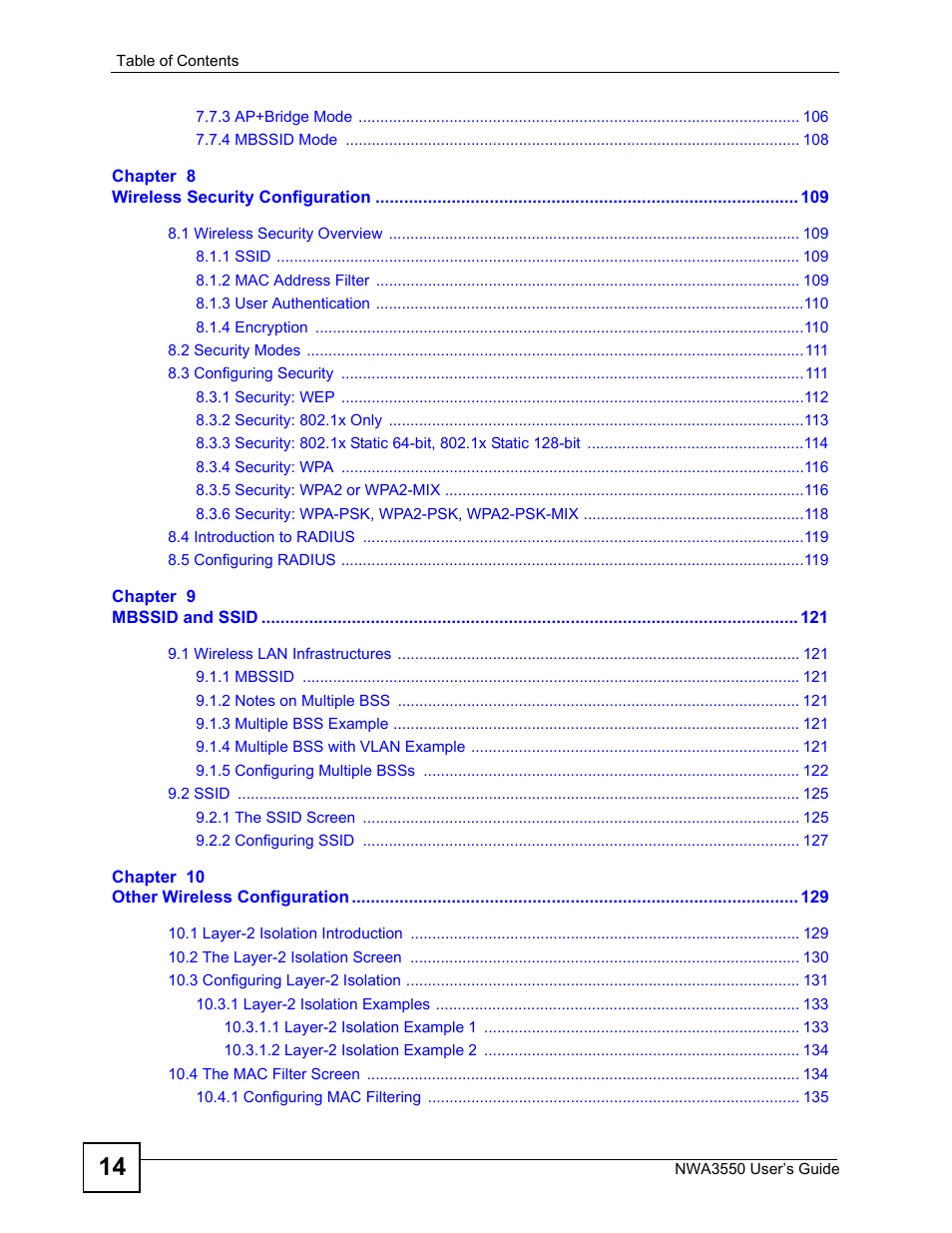 ZyXEL Communications NWA3550 User Manual | Page 14 / 344