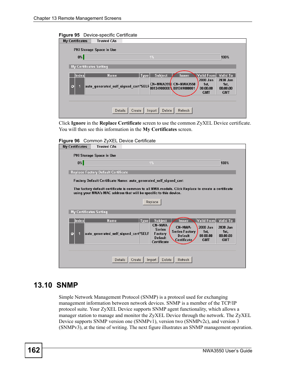 10 snmp | ZyXEL Communications NWA3550 User Manual | Page 162 / 344