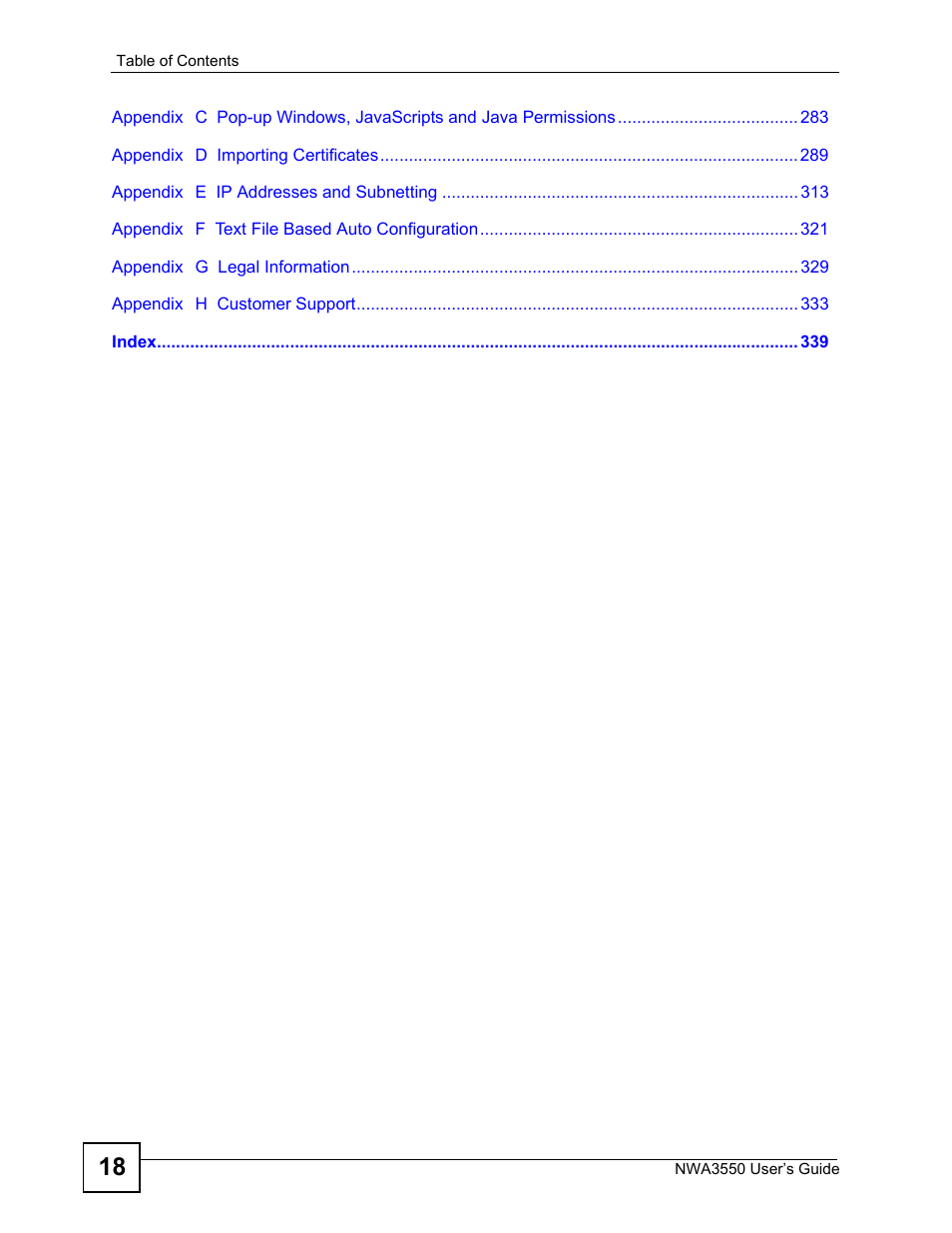 ZyXEL Communications NWA3550 User Manual | Page 18 / 344