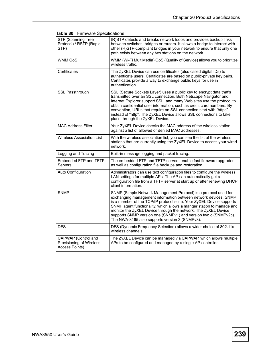 ZyXEL Communications NWA3550 User Manual | Page 239 / 344
