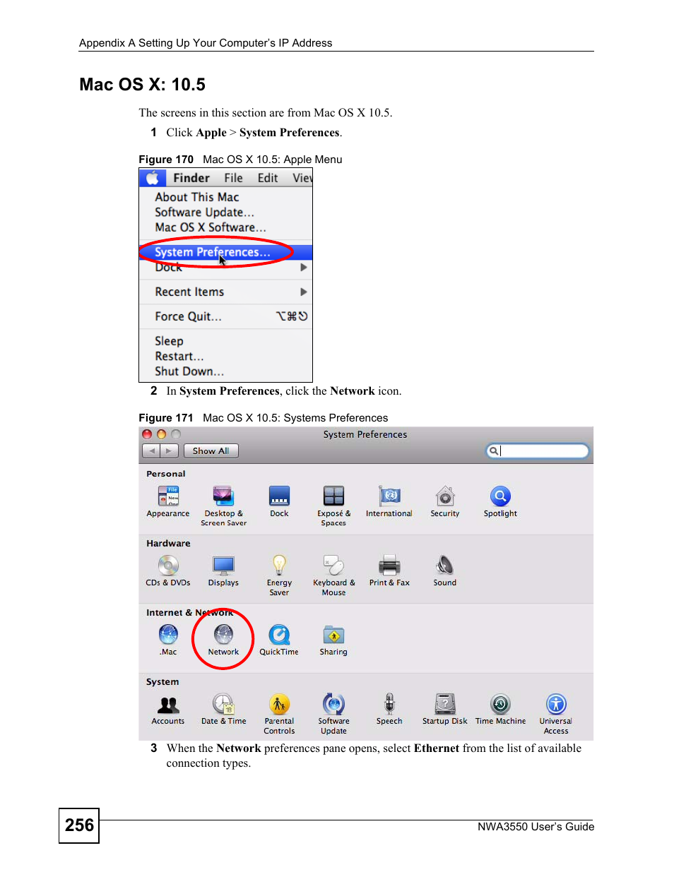 Mac os x: 10.5 | ZyXEL Communications NWA3550 User Manual | Page 256 / 344