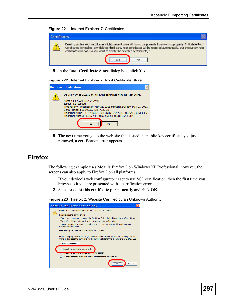 Firefox | ZyXEL Communications NWA3550 User Manual | Page 297 / 344