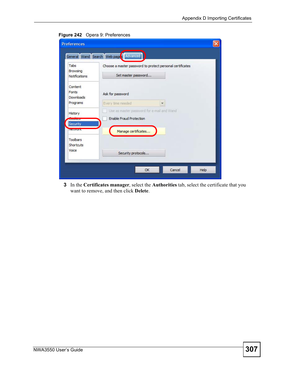 Figure 242 opera 9: preferences | ZyXEL Communications NWA3550 User Manual | Page 307 / 344