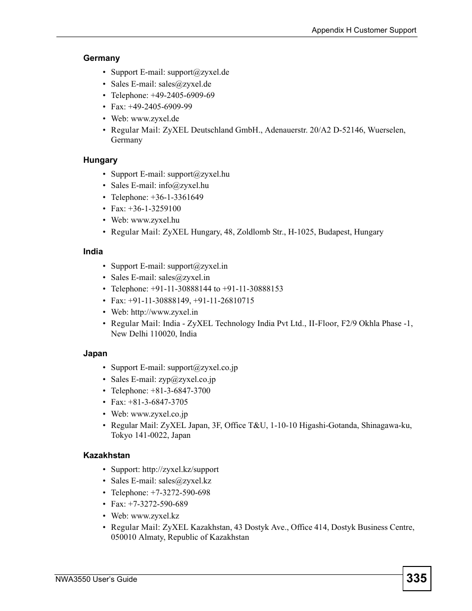 ZyXEL Communications NWA3550 User Manual | Page 335 / 344