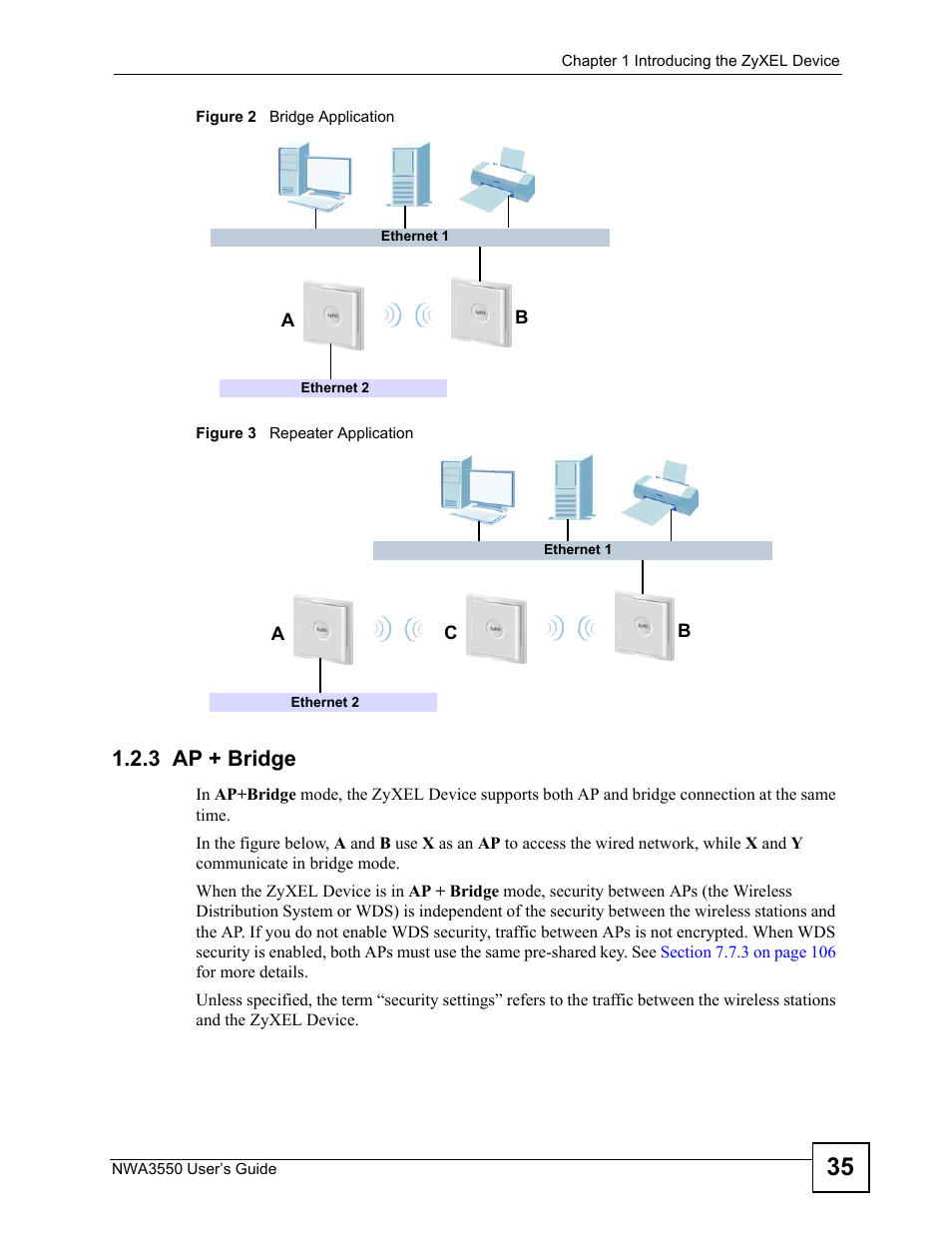 3 ap + bridge | ZyXEL Communications NWA3550 User Manual | Page 35 / 344