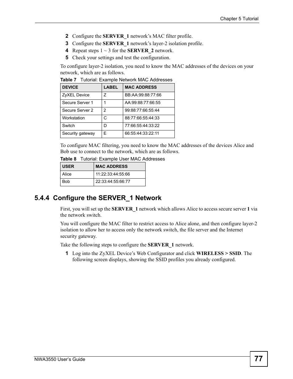 4 configure the server_1 network | ZyXEL Communications NWA3550 User Manual | Page 77 / 344