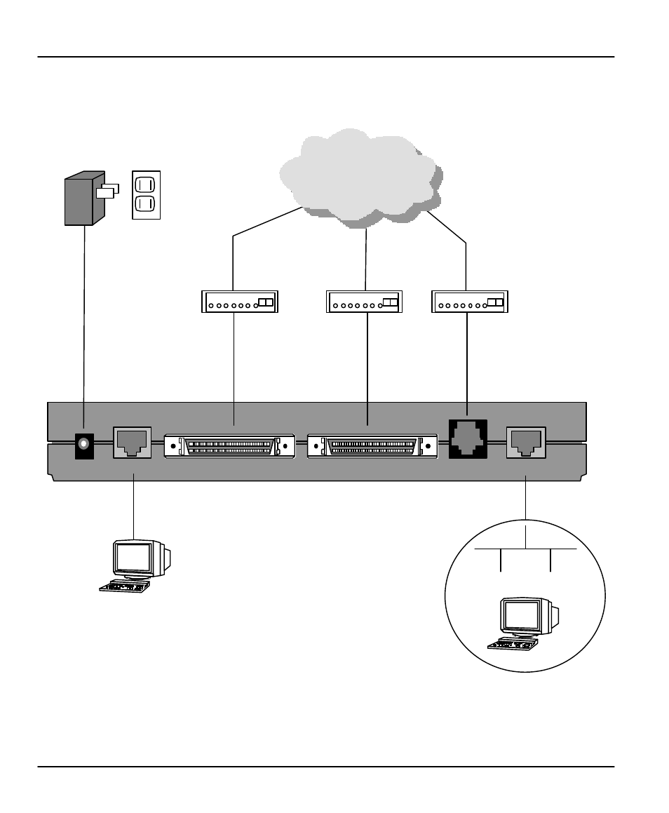 2 prestige 153x connections, Computer or, Power adapter power outlet | ZyXEL Communications PRESTIGE 153 User Manual | Page 34 / 177