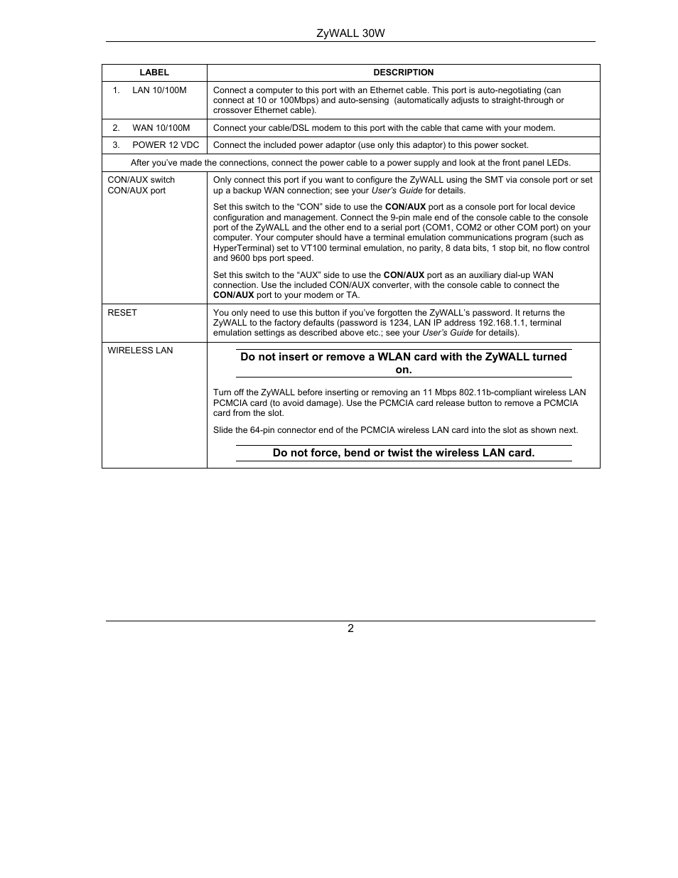 ZyXEL Communications ZyXEL ZyWALL 30W User Manual | Page 3 / 11