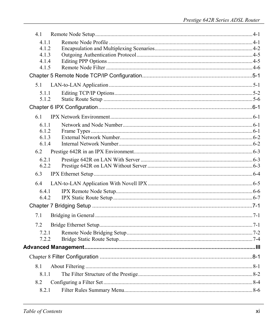 ZyXEL Communications Prestige 642R Series User Manual | Page 11 / 163