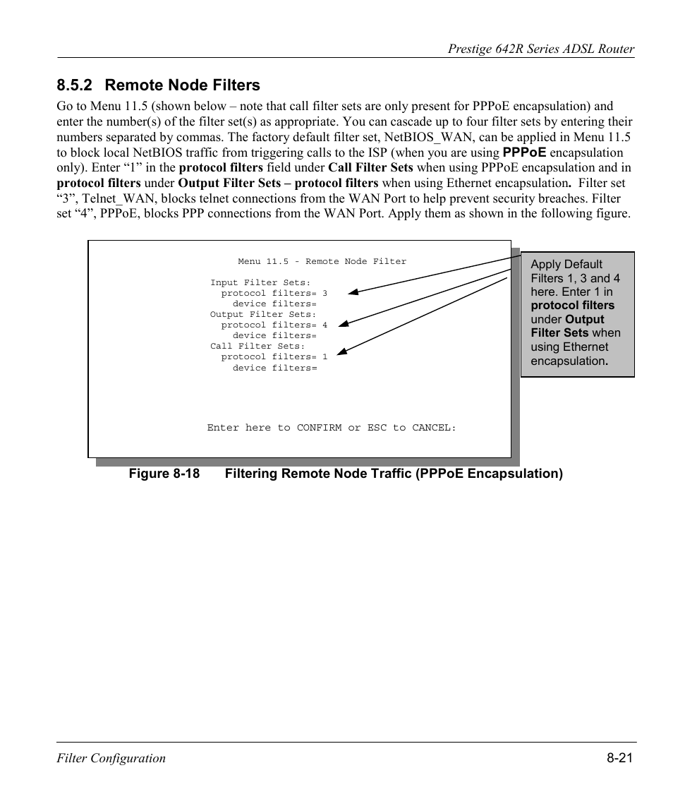 Remote node filters, 2 remote node filters | ZyXEL Communications Prestige 642R Series User Manual | Page 117 / 163