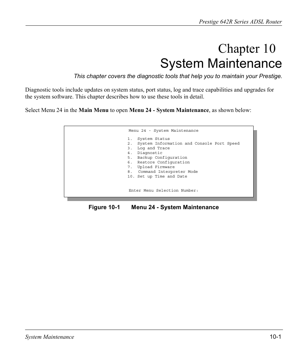 System maintenance, Chapter 10 system maintenance | ZyXEL Communications Prestige 642R Series User Manual | Page 121 / 163