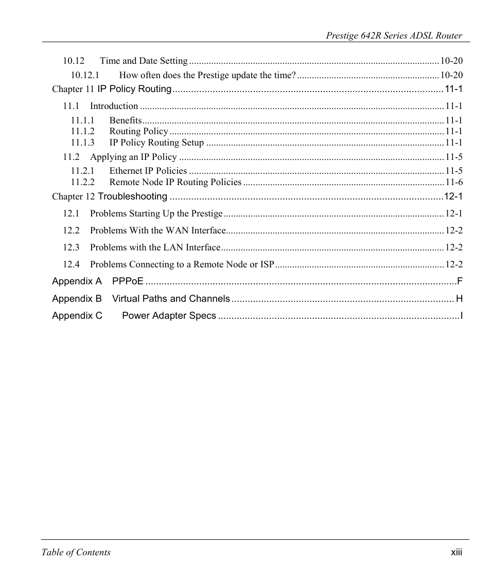 ZyXEL Communications Prestige 642R Series User Manual | Page 13 / 163