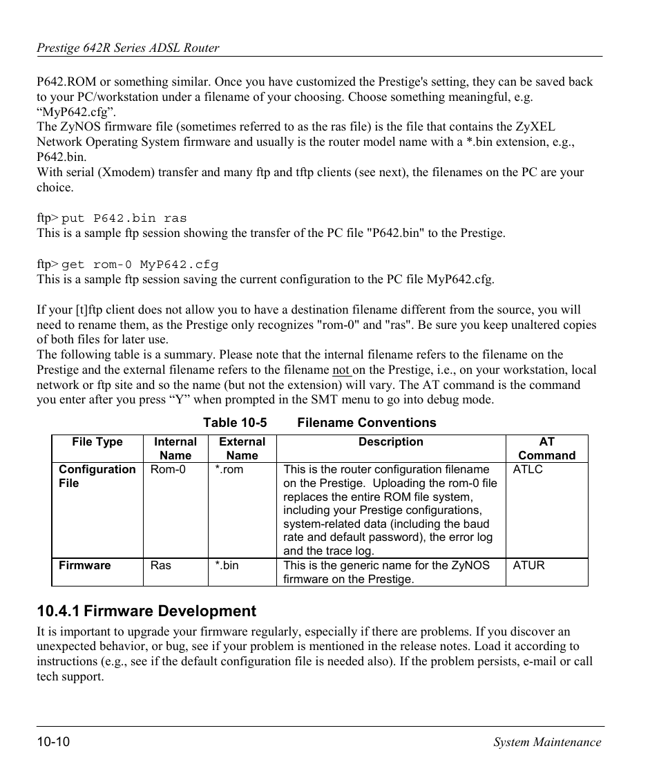 Firmware development, 1 firmware development | ZyXEL Communications Prestige 642R Series User Manual | Page 130 / 163