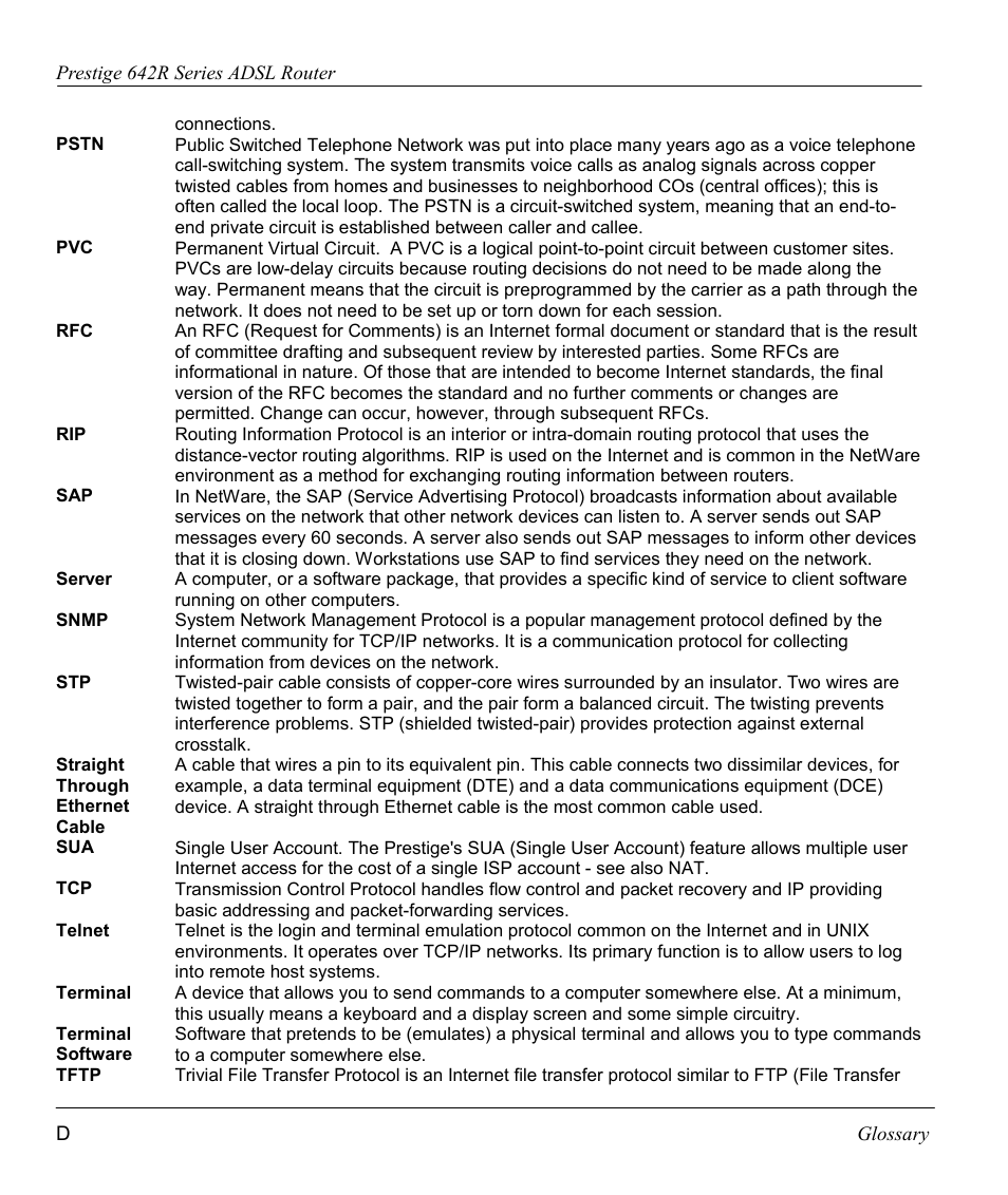 ZyXEL Communications Prestige 642R Series User Manual | Page 154 / 163