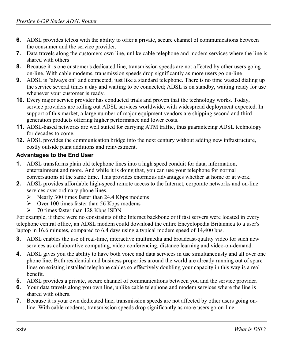 Advantages to the end user | ZyXEL Communications Prestige 642R Series User Manual | Page 24 / 163