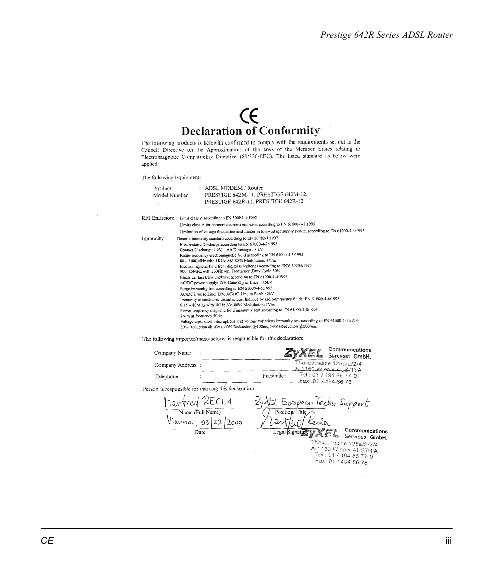 ZyXEL Communications Prestige 642R Series User Manual | Page 3 / 163
