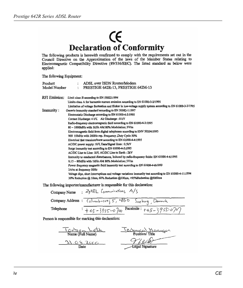 ZyXEL Communications Prestige 642R Series User Manual | Page 4 / 163