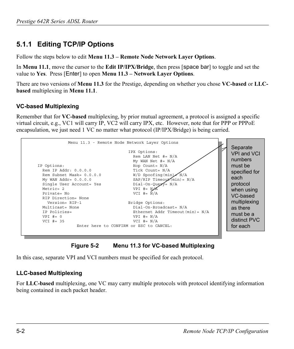 Editing tcp/ip options, 1 editing tcp/ip options | ZyXEL Communications Prestige 642R Series User Manual | Page 71 / 163