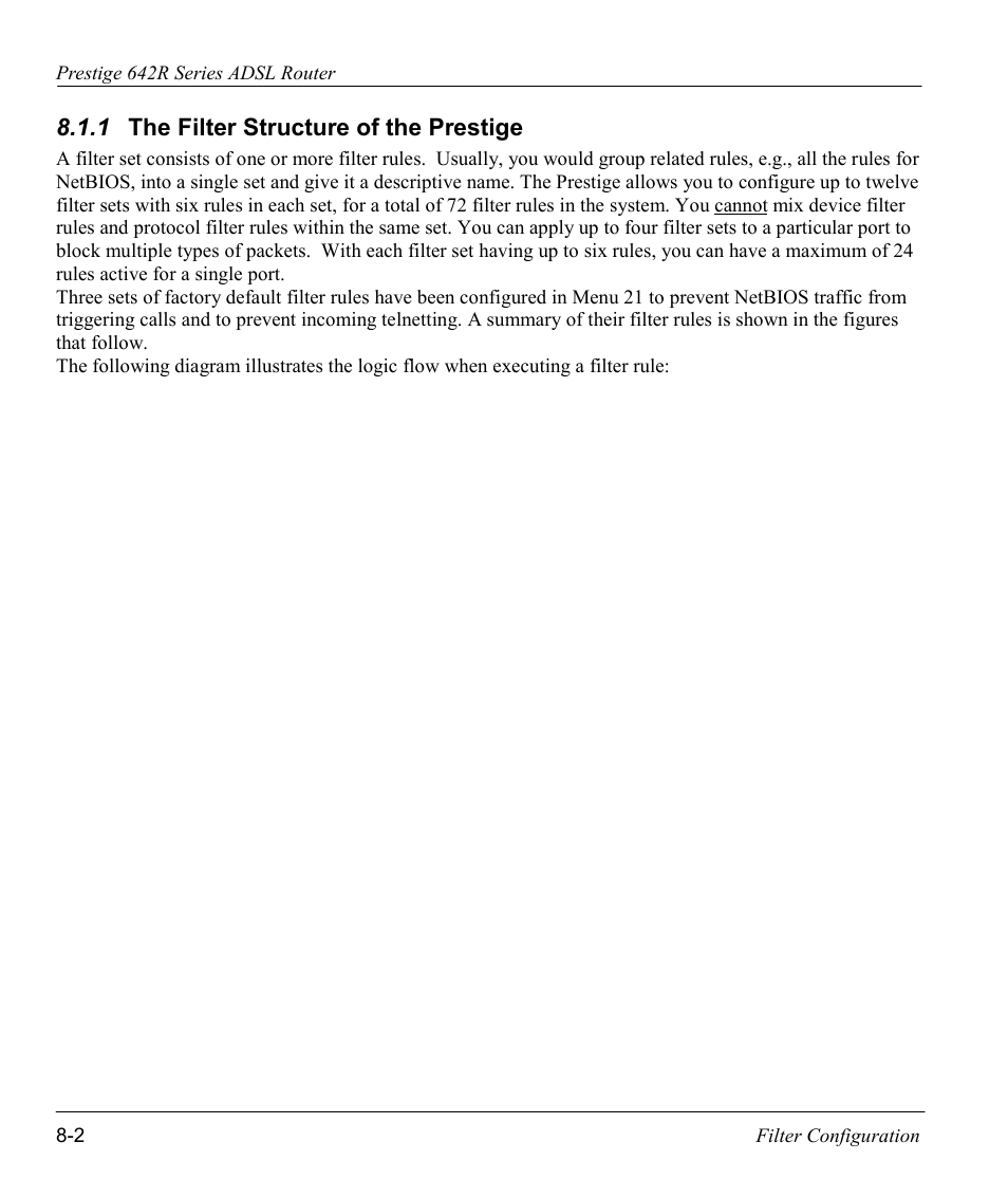 The filter structure of the prestige | ZyXEL Communications Prestige 642R Series User Manual | Page 98 / 163